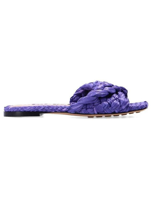 Bottega Veneta WoMen's Raffia Stretch Flat Slippers Purple