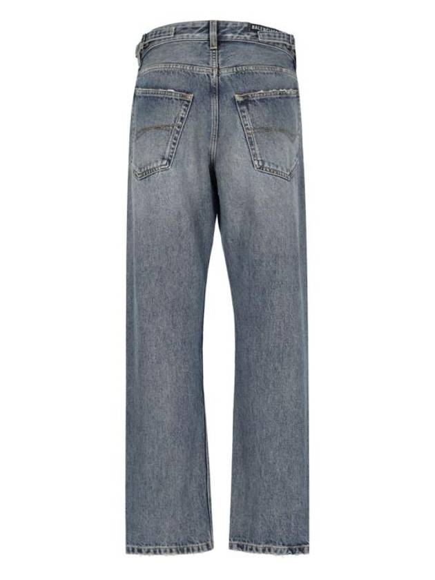 Balenciaga Vintage Effect Denim Straight Jeans Blue