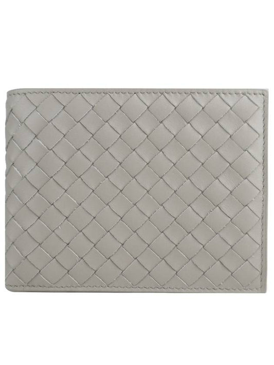 Bottega Veneta Intrecciato Leather Half Wallet Grey