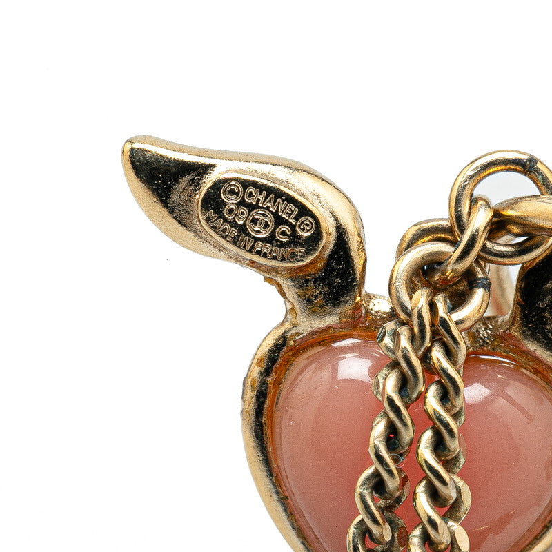 Chanel Heart Motif Rhinestone Swing Earrings