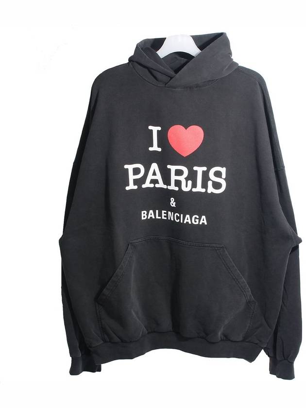 Balenciaga I Love Paris Large Fit Hoodie Black