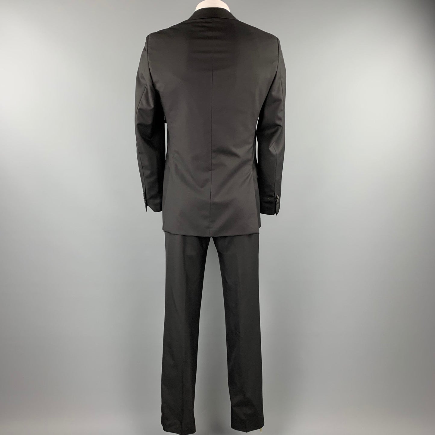 PRADA 40 Regular Black Wool / Silk Notch Lapel Suit