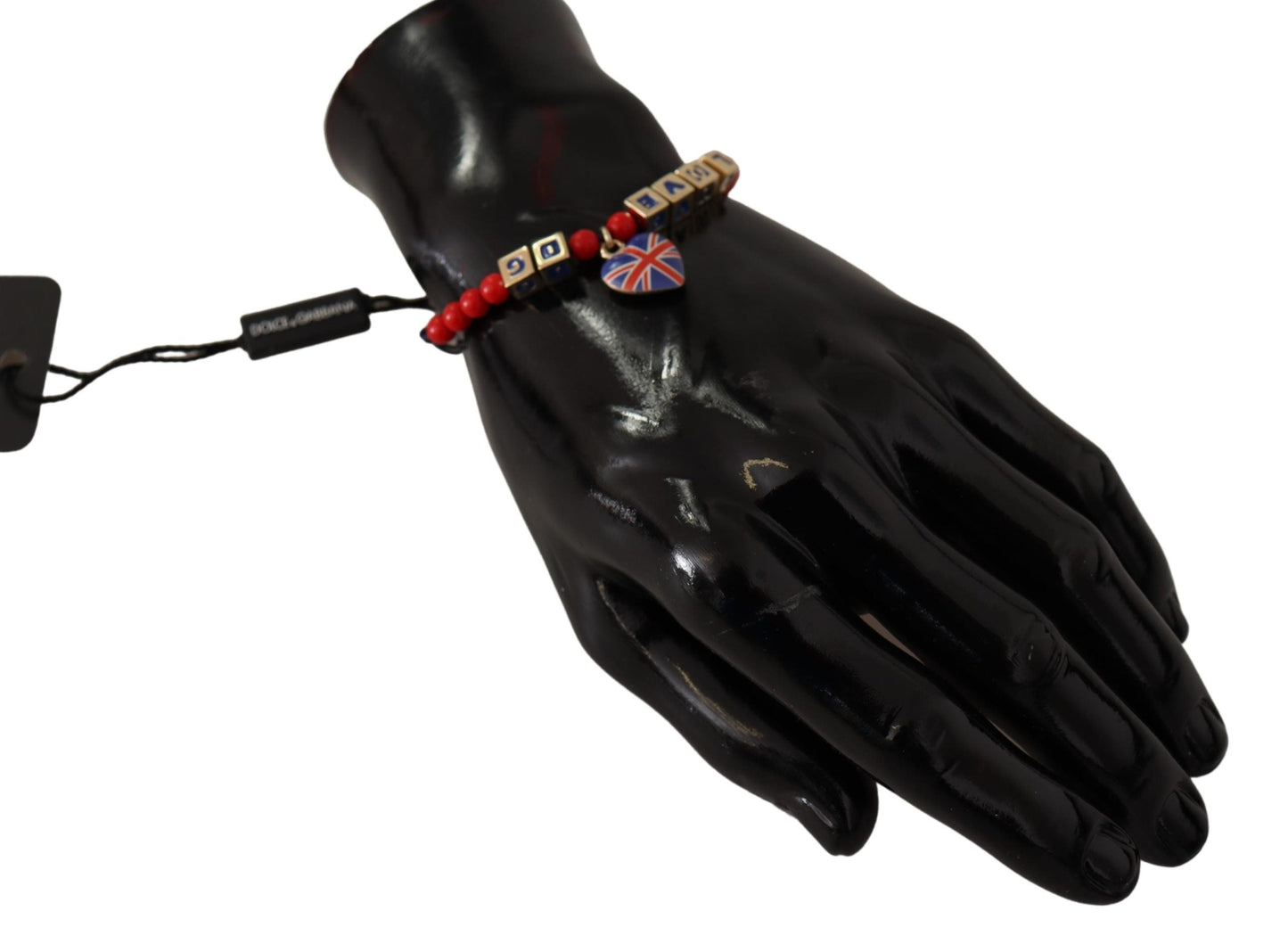 Dolce & Gabbana Red Blue Beaded DG LOVES LONDON Flag Branded Women's Bracelet