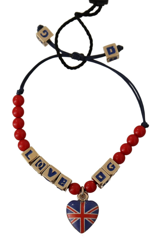 Dolce & Gabbana Red Blue Beaded DG LOVES LONDON Flag Branded Women's Bracelet