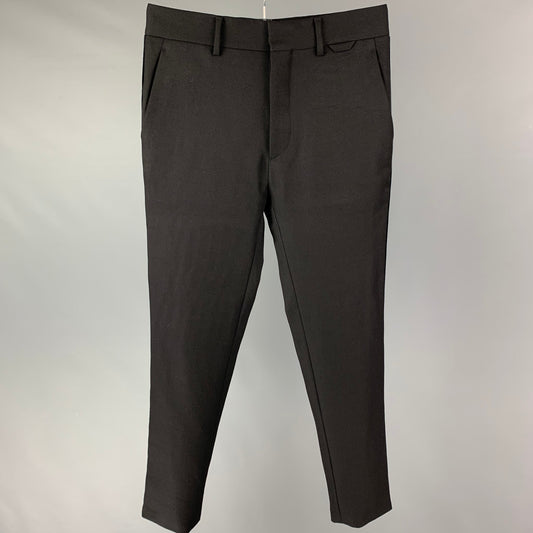 PRADA Size 32 Black Wool Tuxedo Dress Pants
