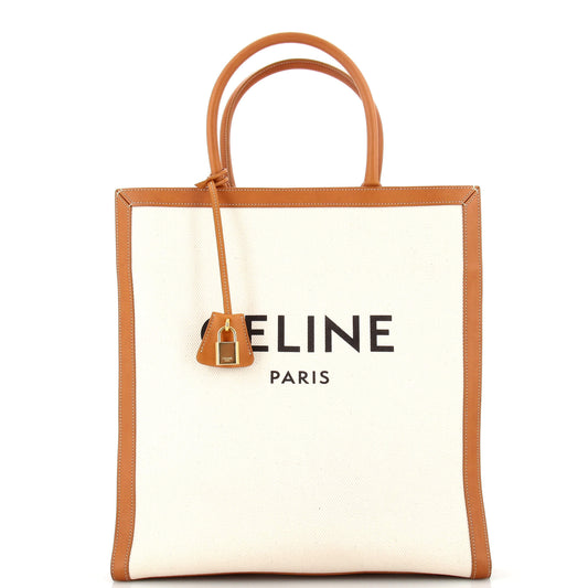Celine Vertical Cabas Tote Canvas with Leather Large