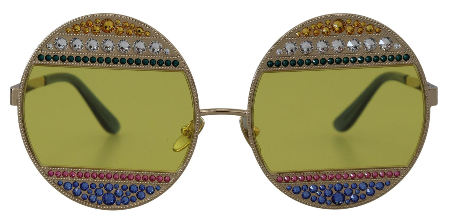 Dolce & Gabbana Gold Oval Metal Crystals Shades DG2209B Women's Sunglasses