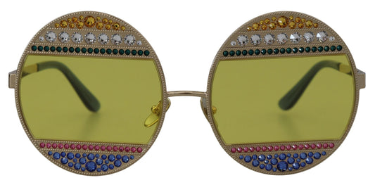 Dolce & Gabbana Gold Oval Metal Crystals Shades DG2209B Women's Sunglasses