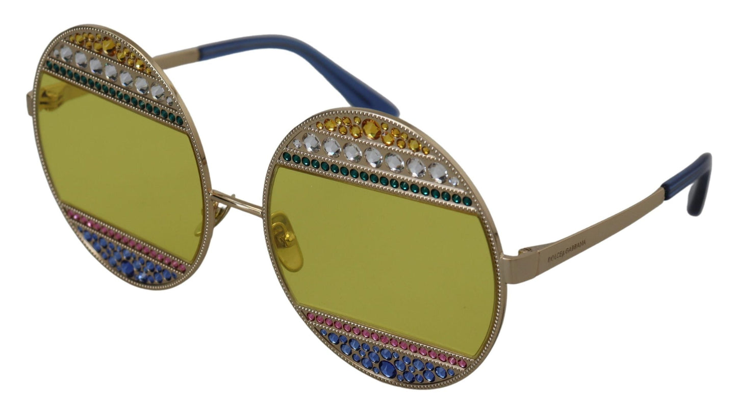 Dolce & Gabbana Gold Oval Metal Crystals Shades DG2209B Women's Sunglasses