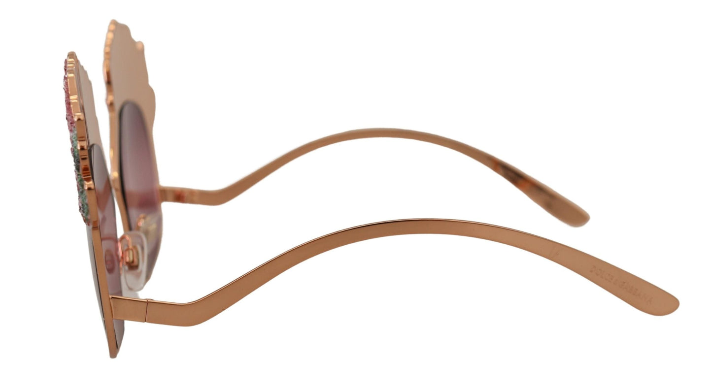 Dolce & Gabbana Pink Gold Rose Sequin Embroidery DG2202 Women's Sunglasses