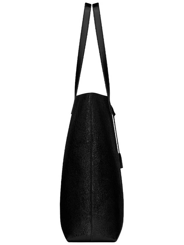 Saint Laurent Bold Coated Crinkle Tote Bag Black