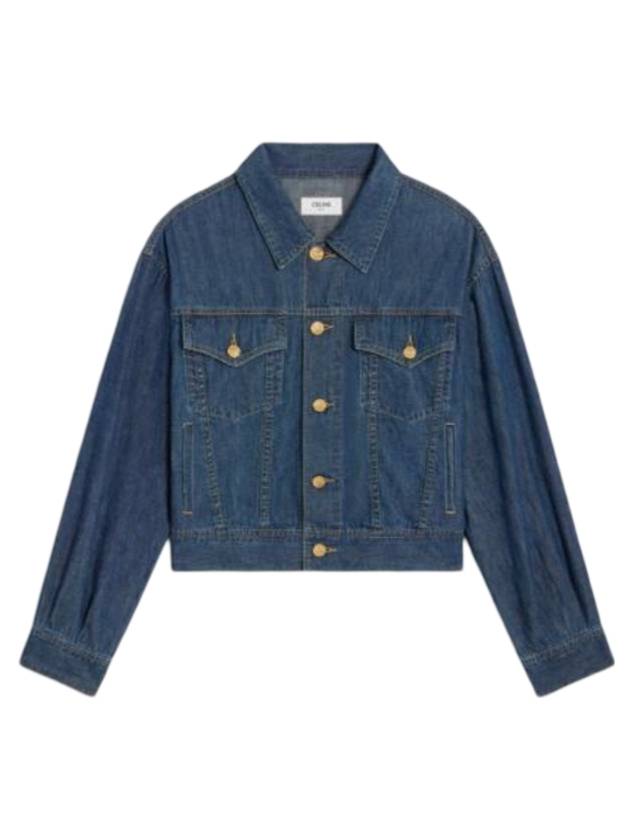 CELINE Boxy Cropped Denim Jacket Blue