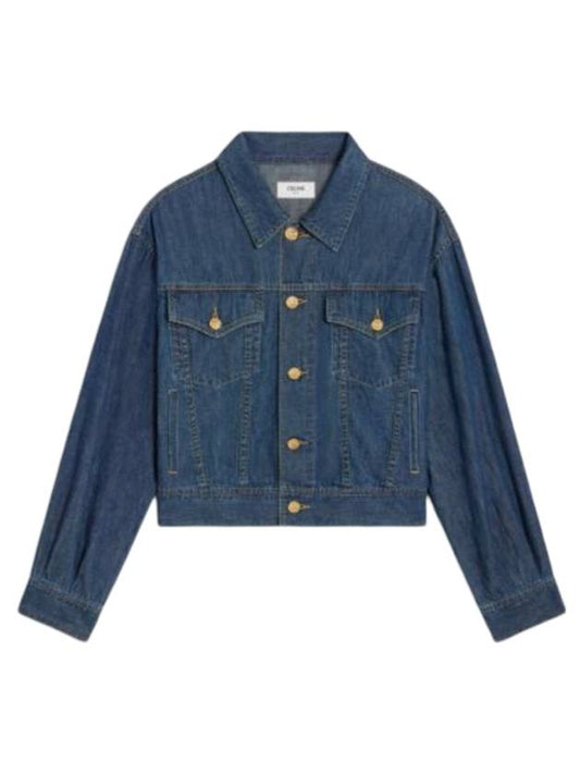CELINE Boxy Cropped Denim Jacket Blue
