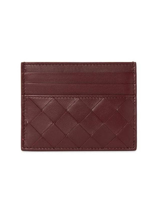 Bottega Veneta Intrecciato Leather Card Wallet Cherry Gold