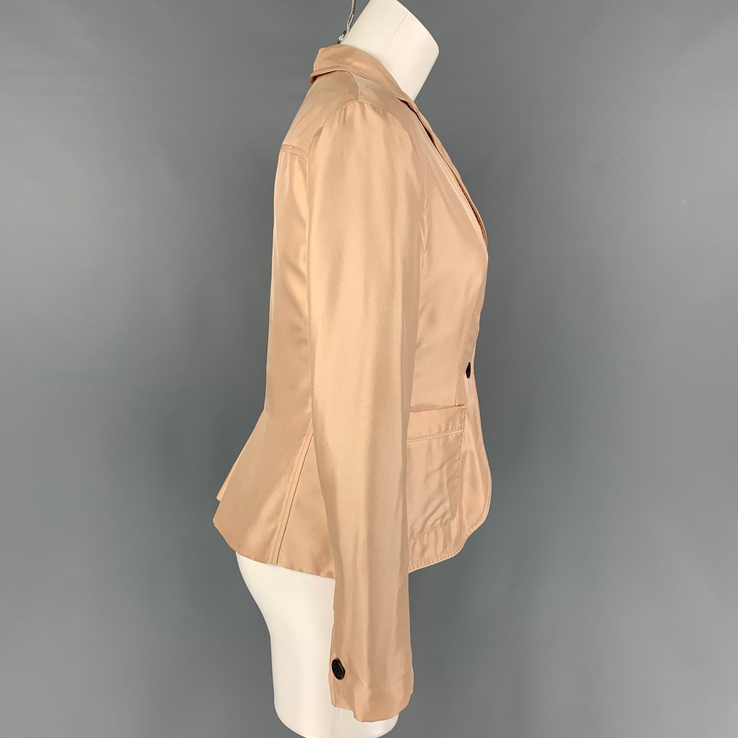 PRADA Size 4 Blush Silk Single Breasted Jacket