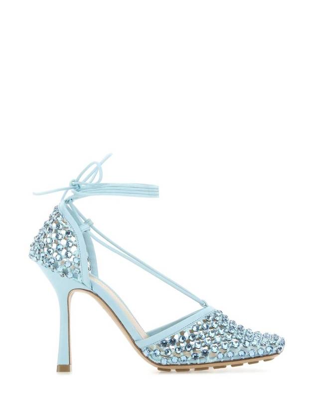 Bottega Veneta LIGHT BLUE Pastel light blue mesh Stretch sandals 667206V0GU1 4545