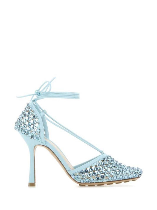 Bottega Veneta LIGHT BLUE Pastel light blue mesh Stretch sandals 667206V0GU1 4545