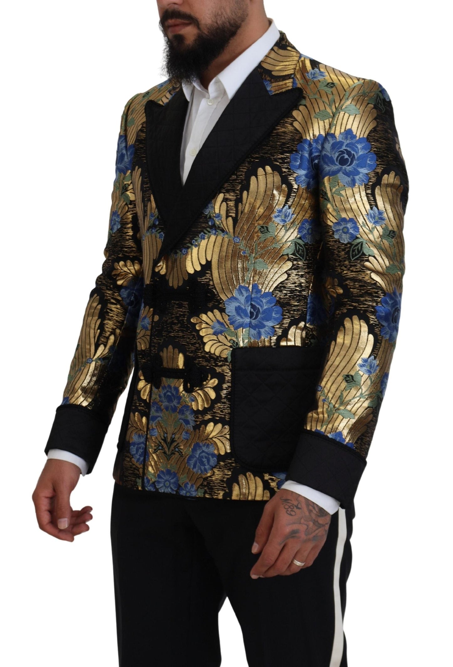 Dolce & Gabbana Gold Lurex Double Breasted Jacket Men's Blazer