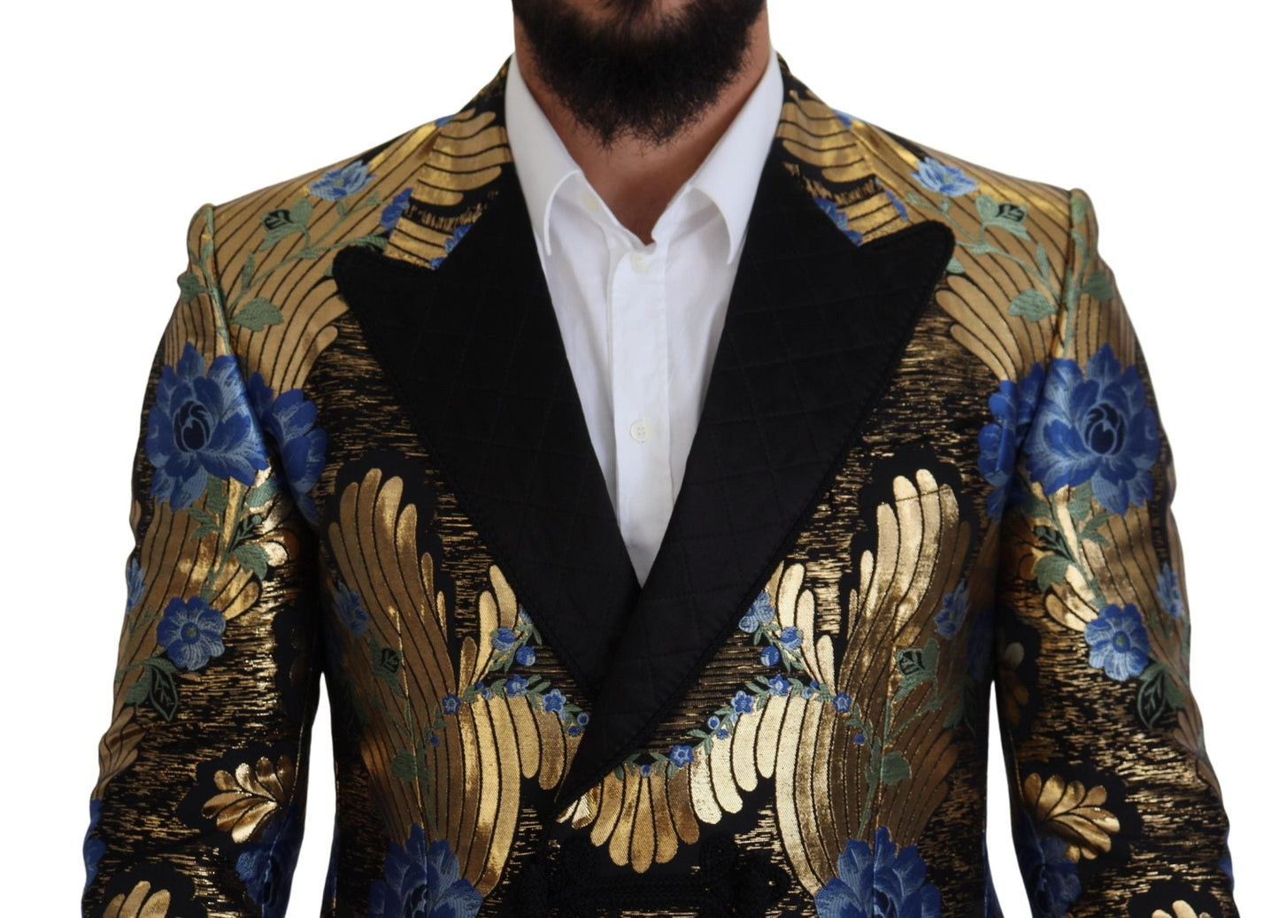 Dolce & Gabbana Gold Lurex Double Breasted Jacket Men's Blazer