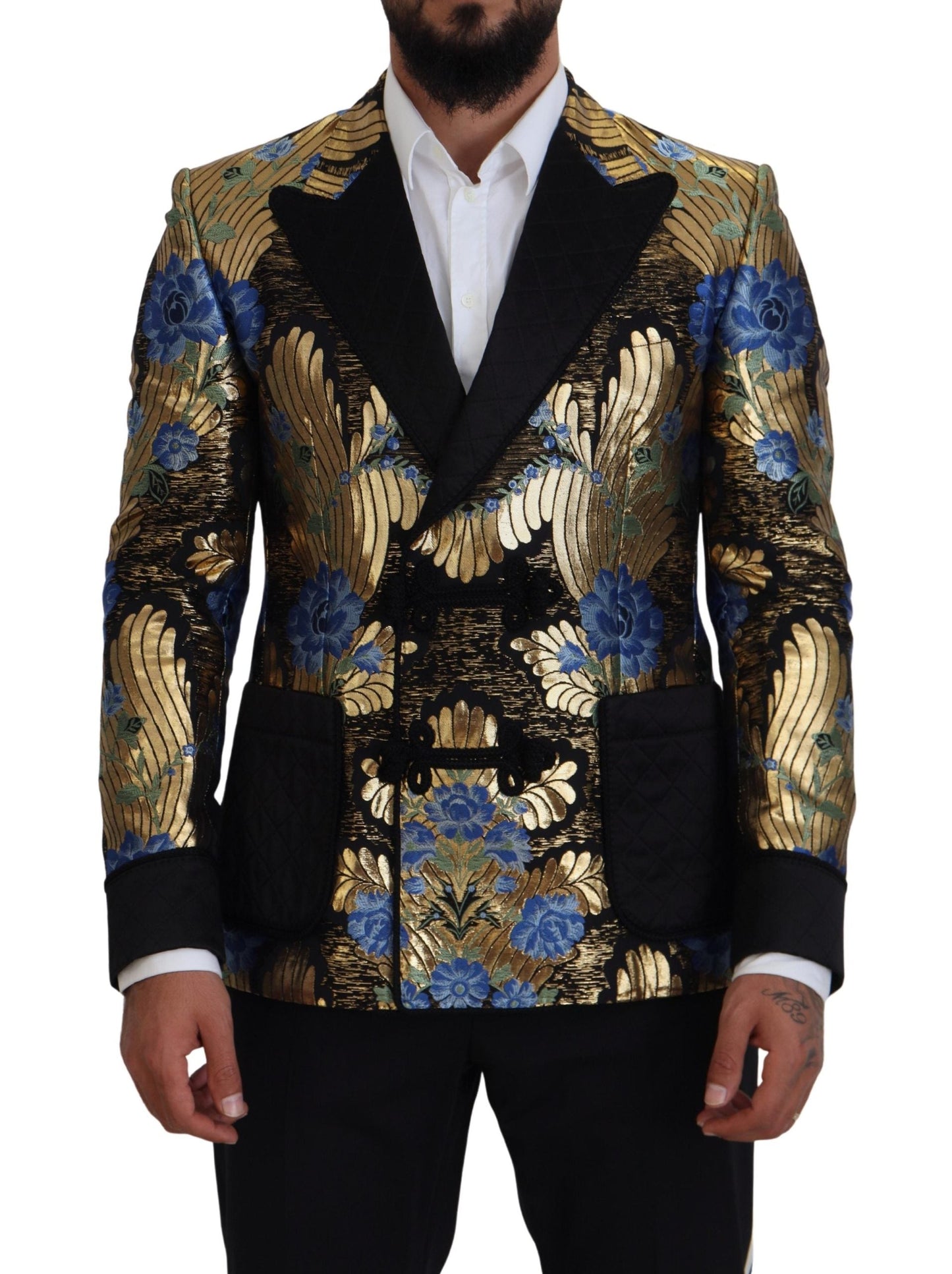 Dolce & Gabbana Gold Lurex Double Breasted Jacket Men's Blazer