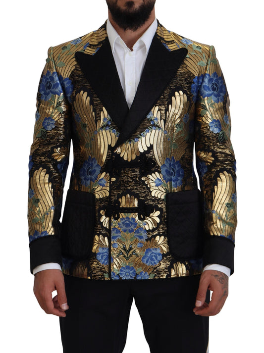 Dolce & Gabbana Gold Lurex Double Breasted Jacket Men's Blazer