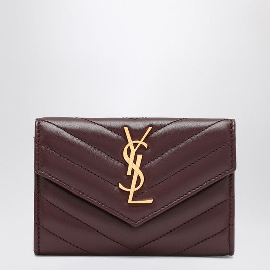 Saint Laurent Burgundy Cassandre Wallet Women