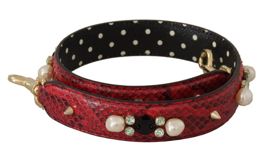 Dolce & Gabbana Red Exotic Leather Crystals Bag Shoulder Women's Strap
