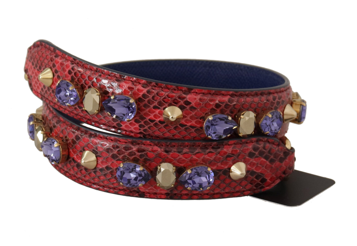 Dolce & Gabbana Red Exotic Leather Crystals Bag Shoulder Women's Strap