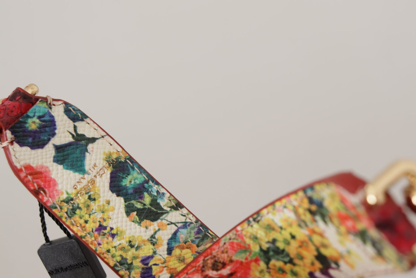 Dolce & Gabbana Red Exotic Leather Crystals Reversible Shoulder Women's Strap