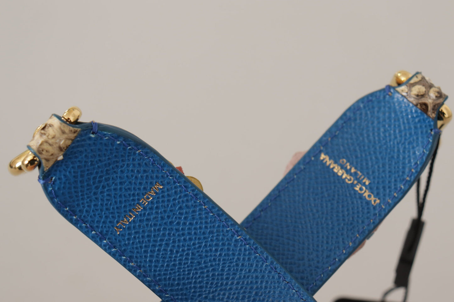 Dolce & Gabbana Beige Python Leather Floral Studded Shoulder Women's Strap