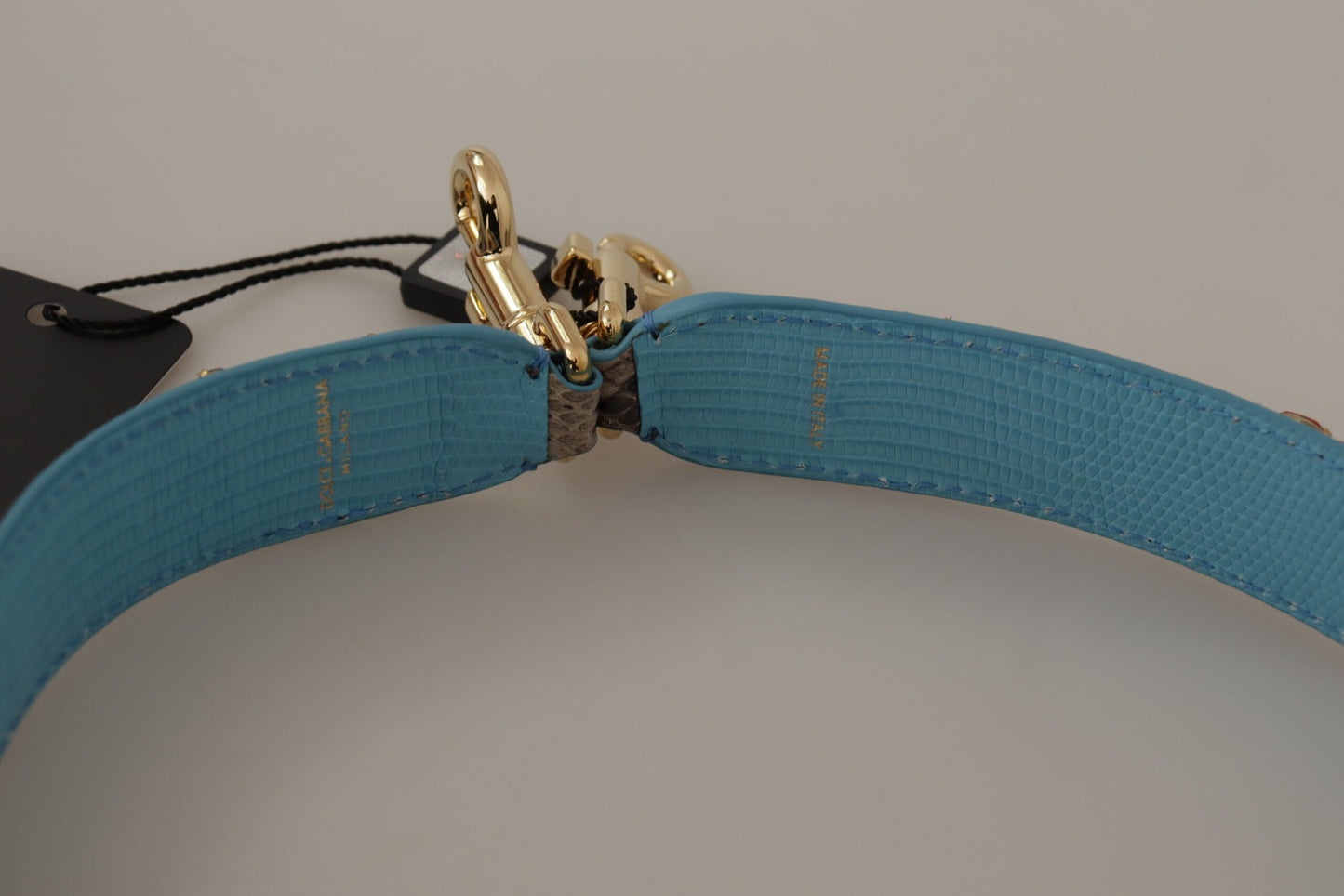 Dolce & Gabbana Brown Exotic Leather Crystals Shoulder Women's Strap