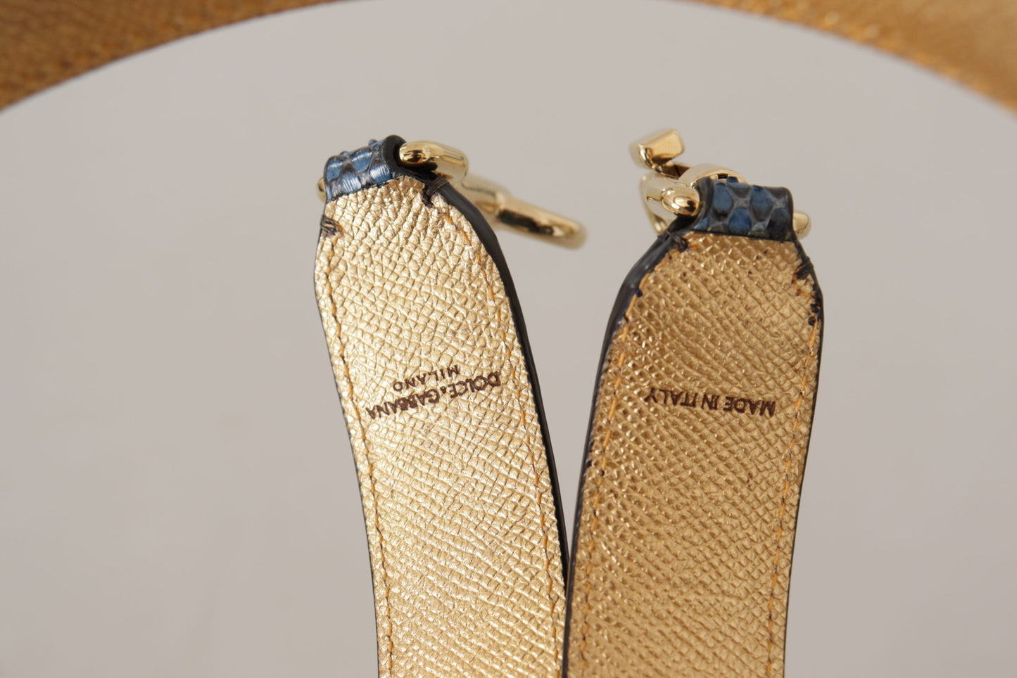 Dolce & Gabbana Blue Exotic Leather Crystals Shoulder Women's Strap