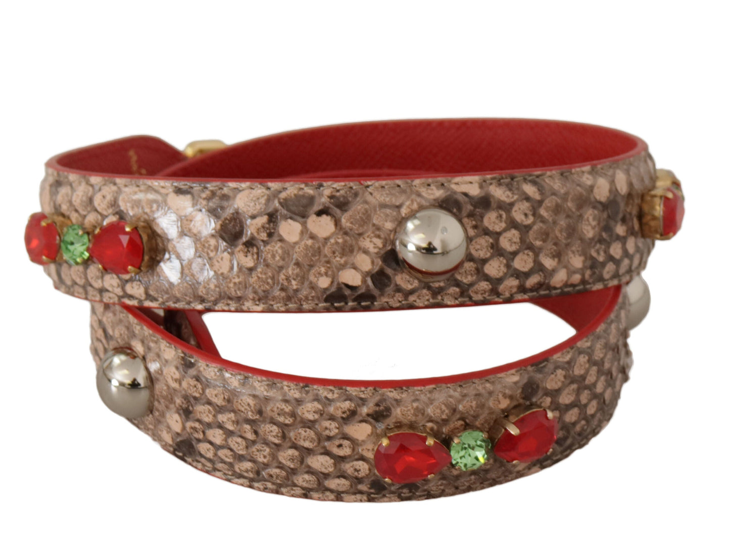 Dolce & Gabbana Brown Python Leather Crystals Shoulder Women's Strap