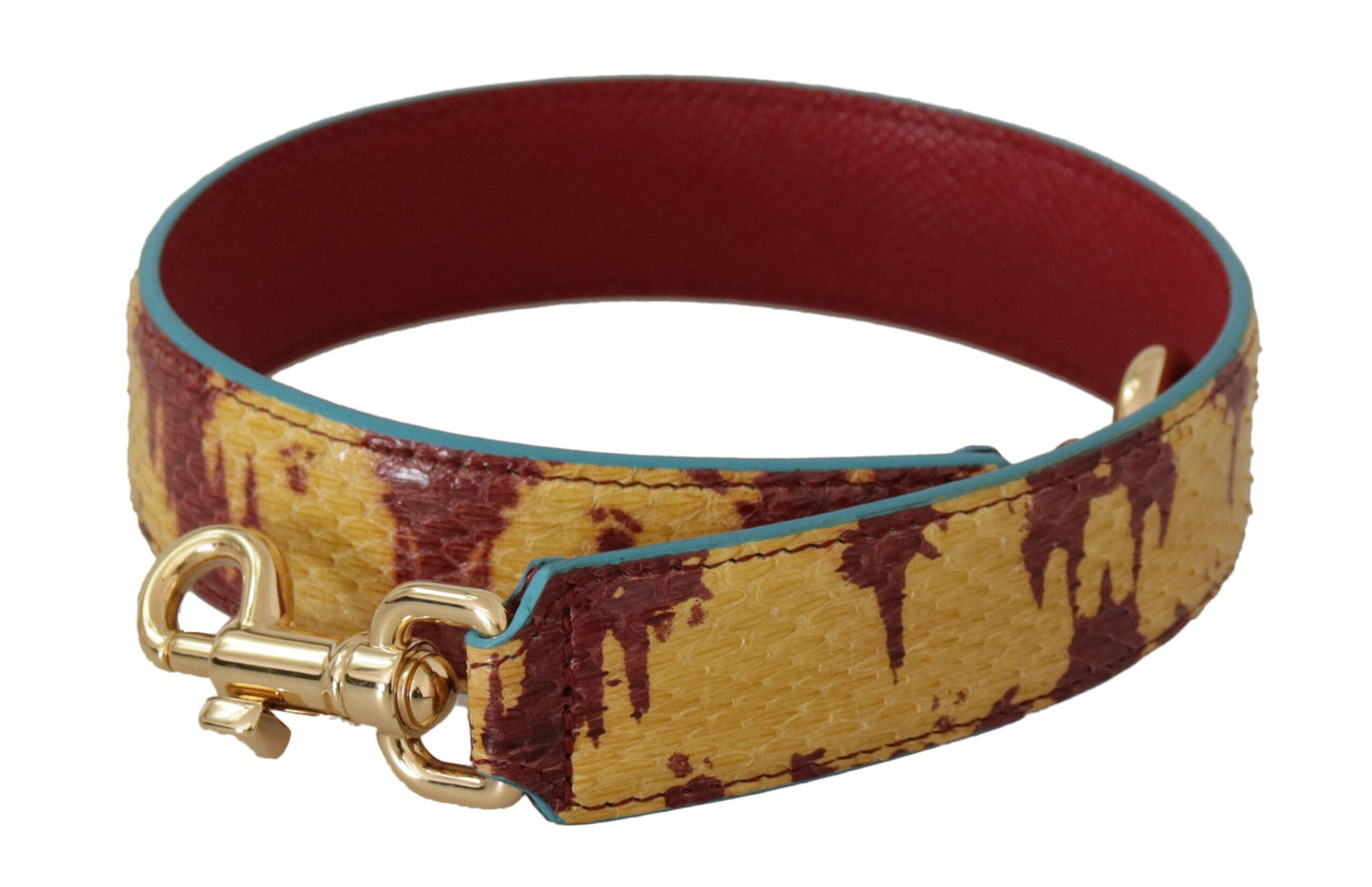 Dolce & Gabbana Yellow Red Leather Gold Tone Shoulder Women's Strap