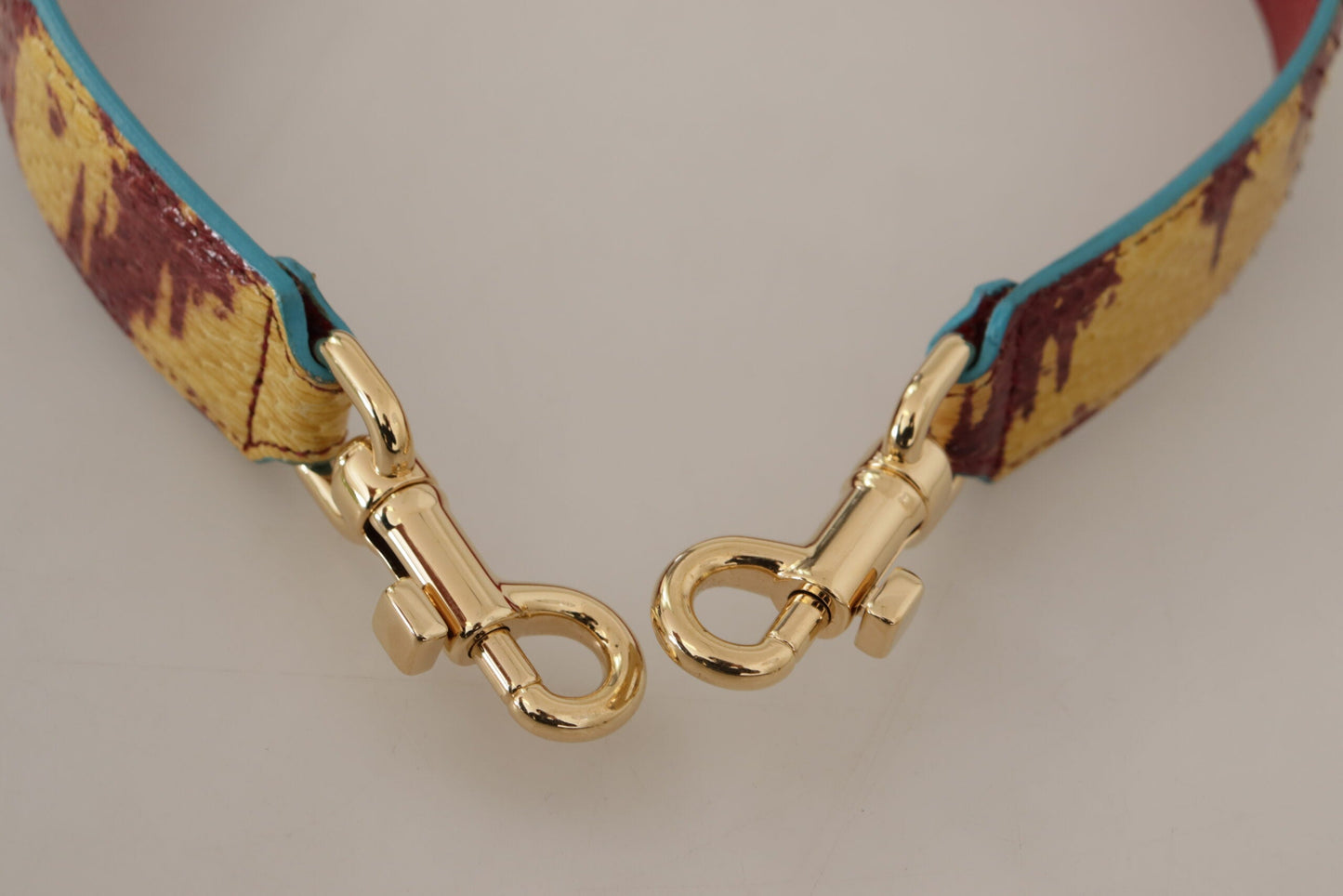 Dolce & Gabbana Yellow Red Leather Gold Tone Shoulder Women's Strap