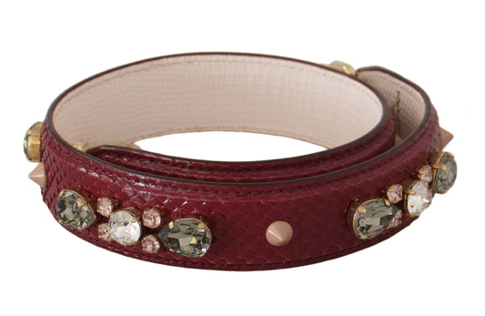 Dolce & Gabbana Bordeaux Leather Crystals Bag Shoulder Women's Strap