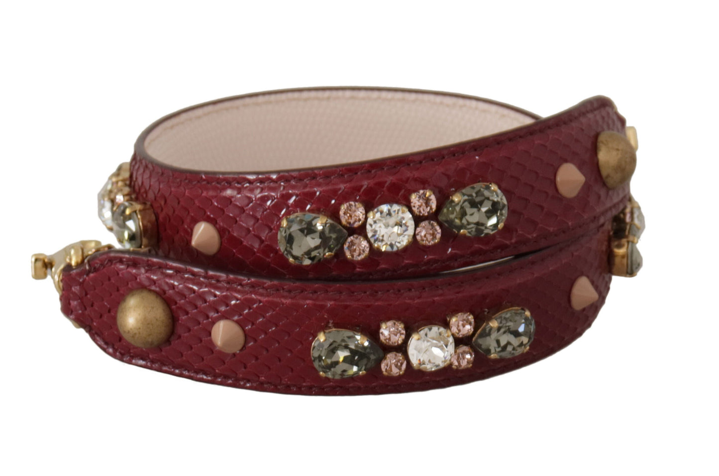 Dolce & Gabbana Bordeaux Leather Crystals Bag Shoulder Women's Strap