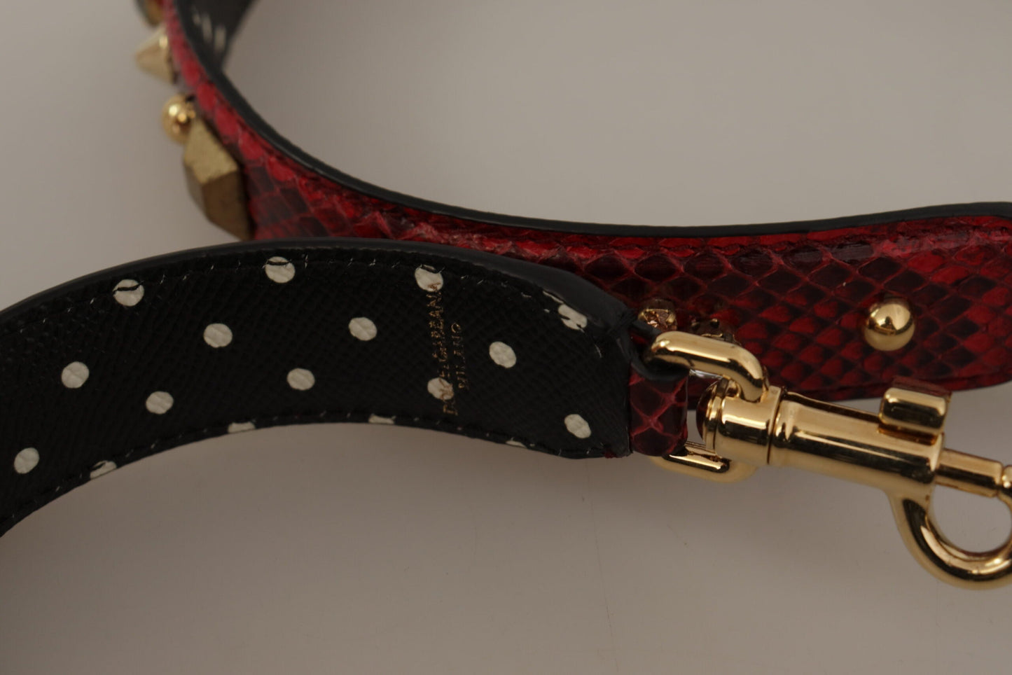 Dolce & Gabbana Red Python Leather Crystals Reversible Shoulder Women's Strap