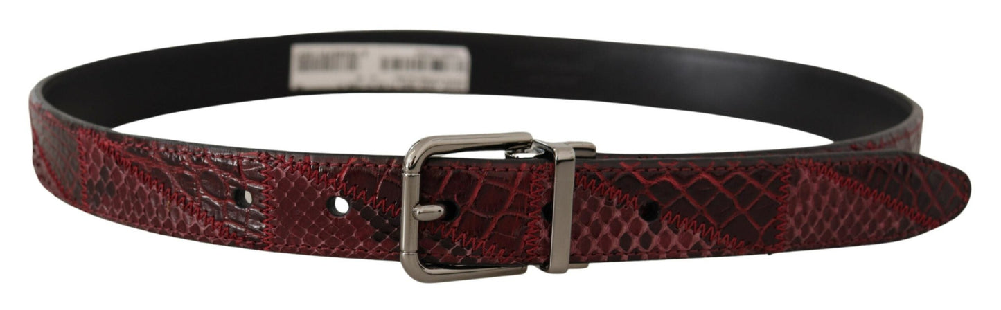 Dolce & Gabbana Red Exotic Leather Metal Logo Buckle Women's Belt