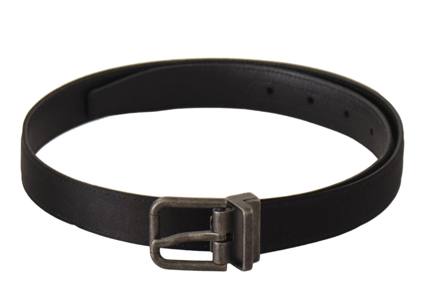 Dolce & Gabbana Black Calfskin Leather Vintage Metal Buckle Women's Belt