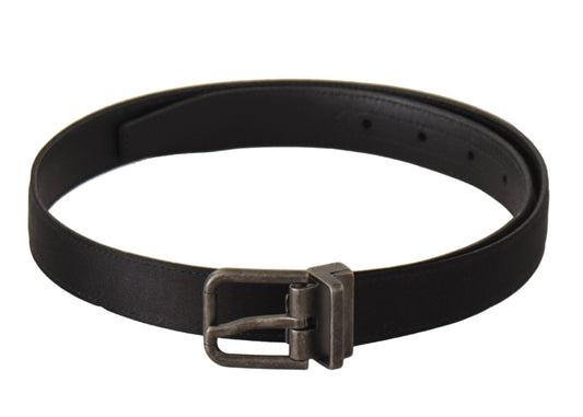 Dolce & Gabbana Black Calfskin Leather Vintage Metal Buckle Women's Belt