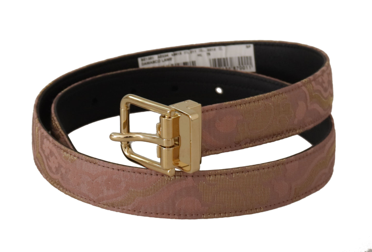 Dolce & Gabbana Rose Gold Leather Logo Engraved Metal Buckle Women's Belt