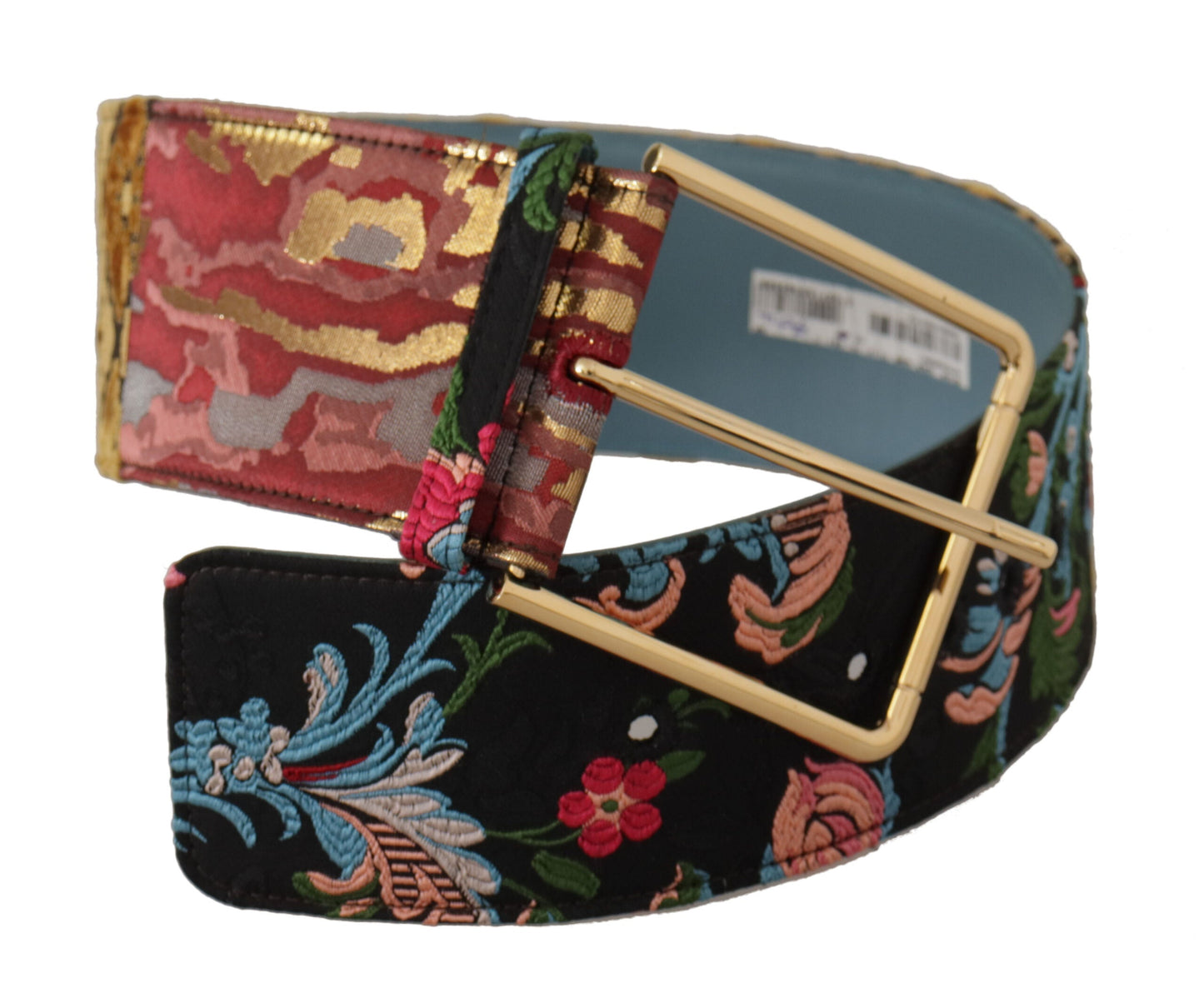 Dolce & Gabbana Multicolor Embroidered Leather Gold Metal Buckle Women's Belt