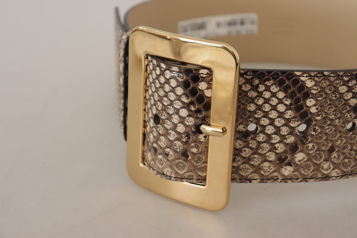 Dolce & Gabbana Brown Exotic Wide Waist Leather Gold Metal Buckle Women's Belt