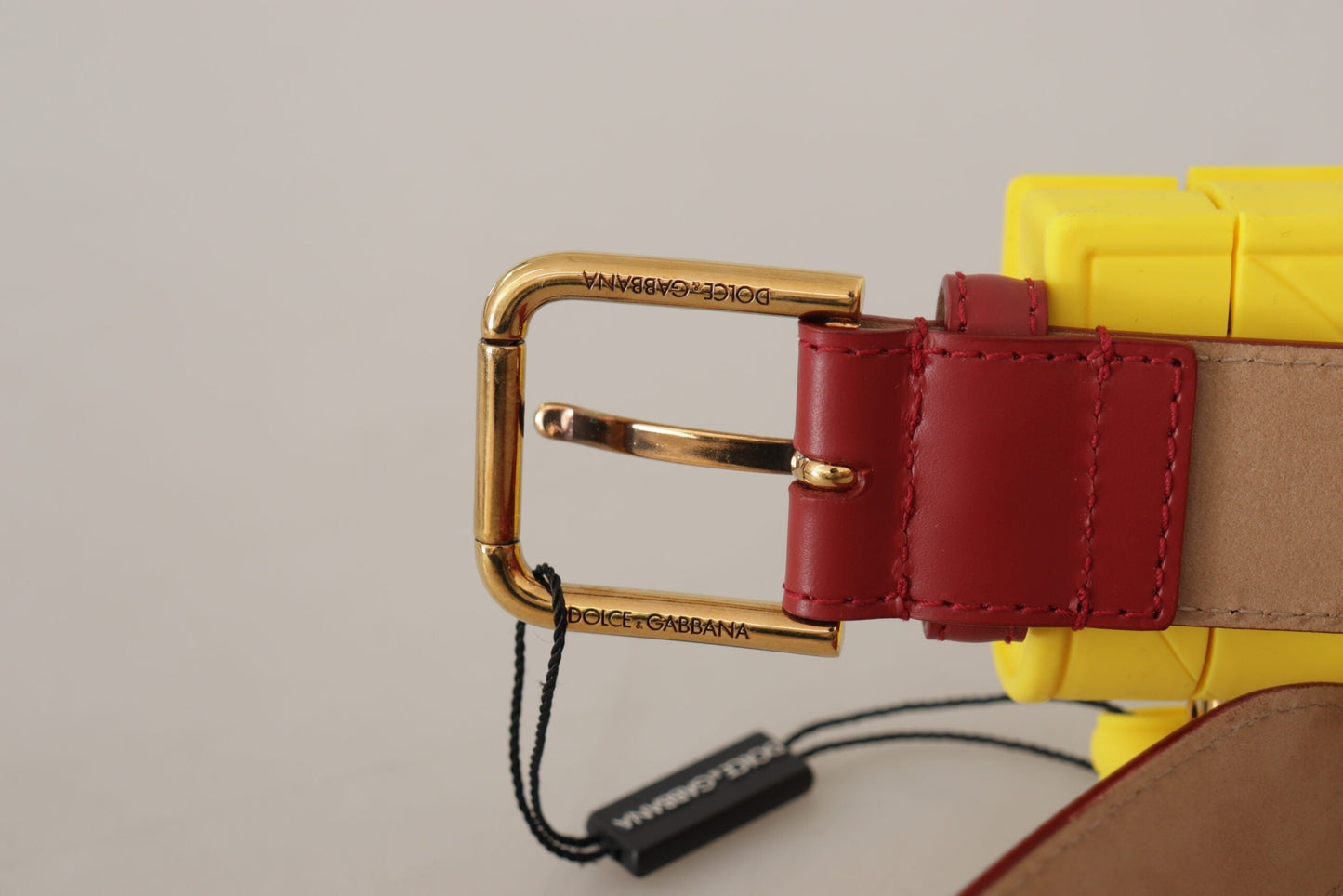 Dolce & Gabbana Red Leather Yellow DEVOTION Heart Bag Buckle Women's Belt