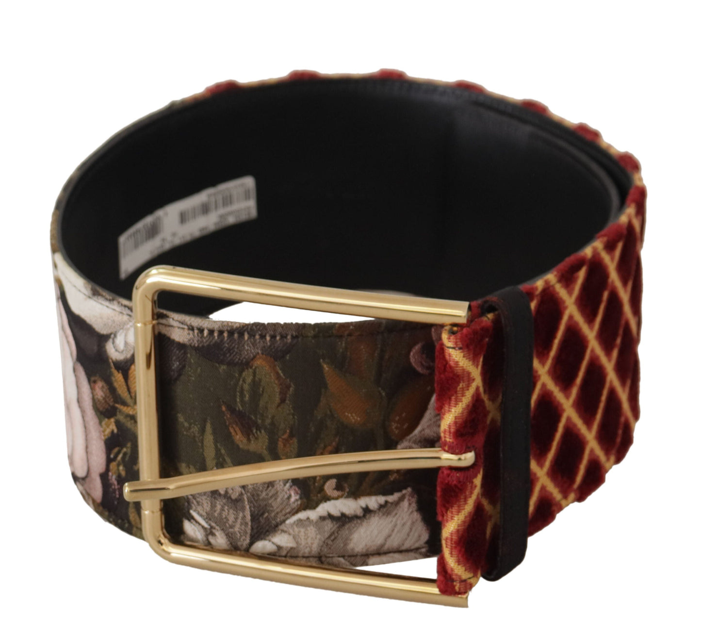Dolce & Gabbana Multicolor Wide Leather Floral Gold Metal Buckle Women's Belt