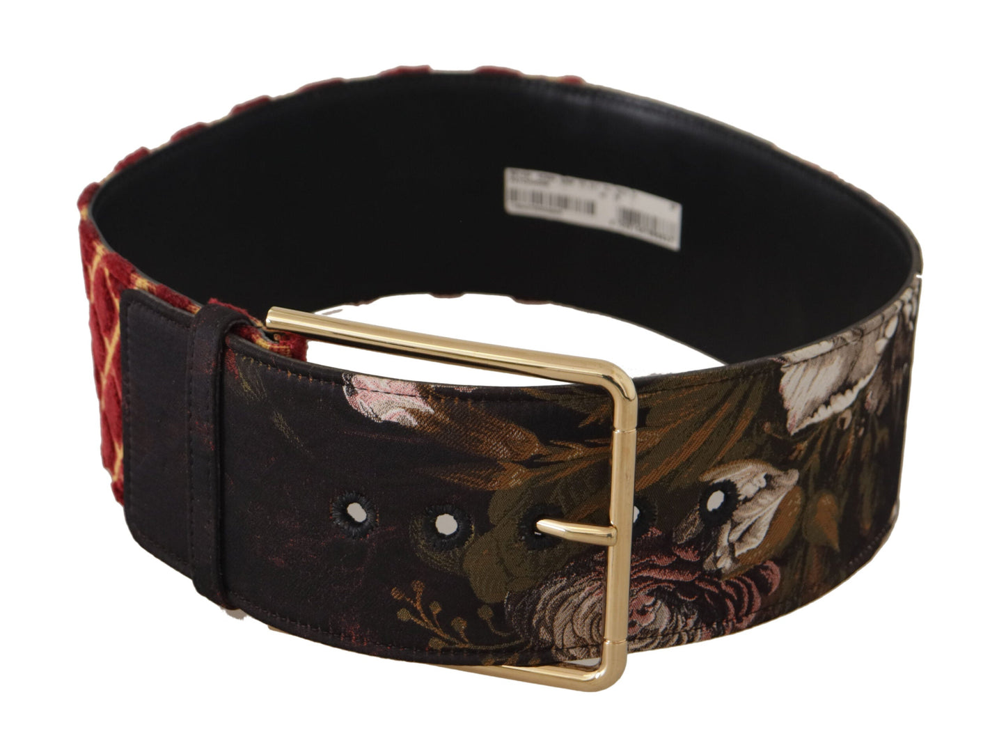 Dolce & Gabbana Multicolor Wide Leather Floral Gold Metal Buckle Women's Belt