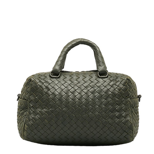 Bottega Veneta  Intrecciato Mini Boston Bag in Leather Grey