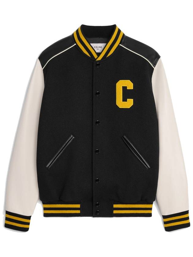 CELINE Classic Teddy Textured Wool Jacket Black Yellow