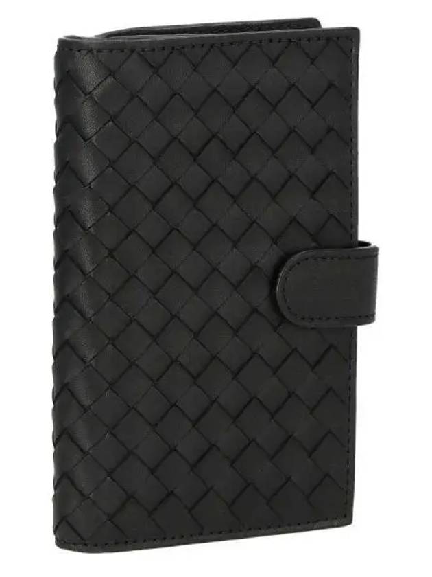 Bottega Veneta Intrecciato Weaving Nappa Leather Half Wallet Black